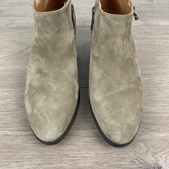 Vionic Stone Tan Gray Suede Cecily Waterproof Block Heel Booties Sz.8.5 - Picture 4 of 16